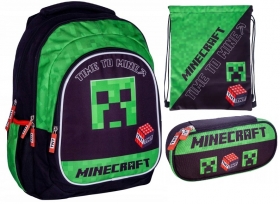 ZESTW MINECRAFT PLECAK+WOREK NA OBUWIE+PIRNIK SASZETKA